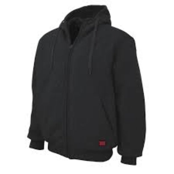 Tough Duck Mens Hooded Full Zip Quilted Cotton Hydro Parka in Black New With Tag - Picture 1 of 2
